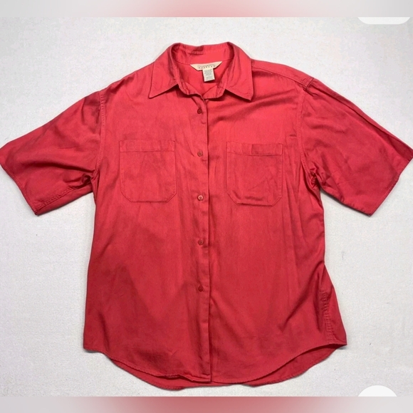 EXPRESS Compagnie Internationale  Shirt  Sleeve button-down Shirt 100% Silk M - Picture 1 of 14